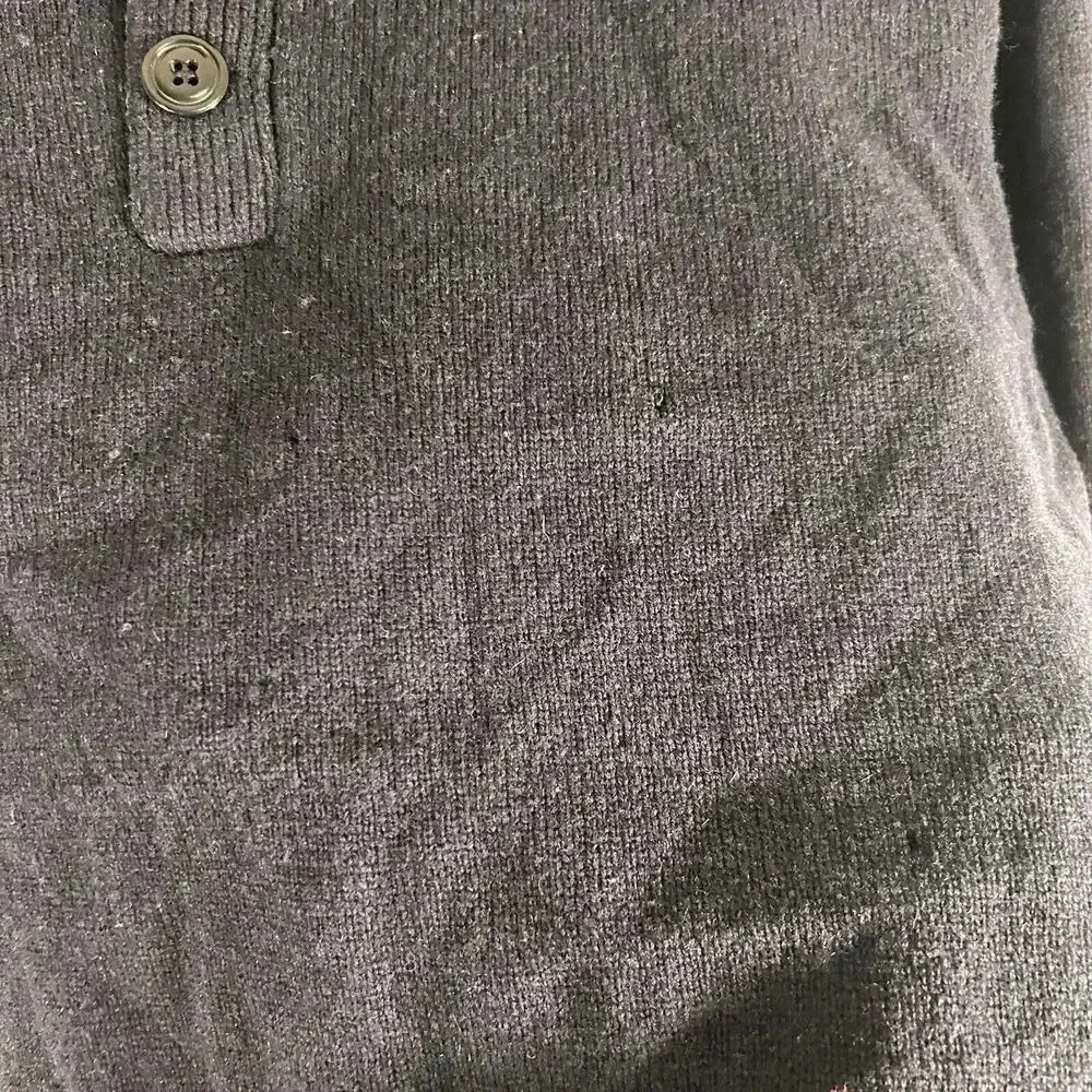J. Crew Lambs Wool Sweater Men Large Blue Turtleneck Long Sleeve Knit 1/4 Button